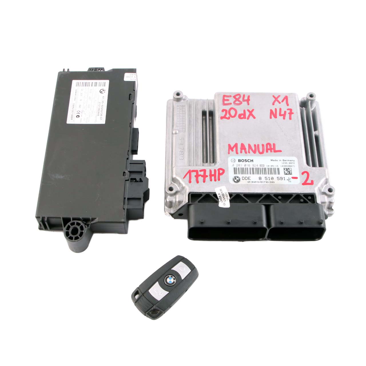 BMW X1 E84 2.0dX N47 177PS Motor ECU Kit DDE 8510591 CAS3 Schlüssel Handbuch