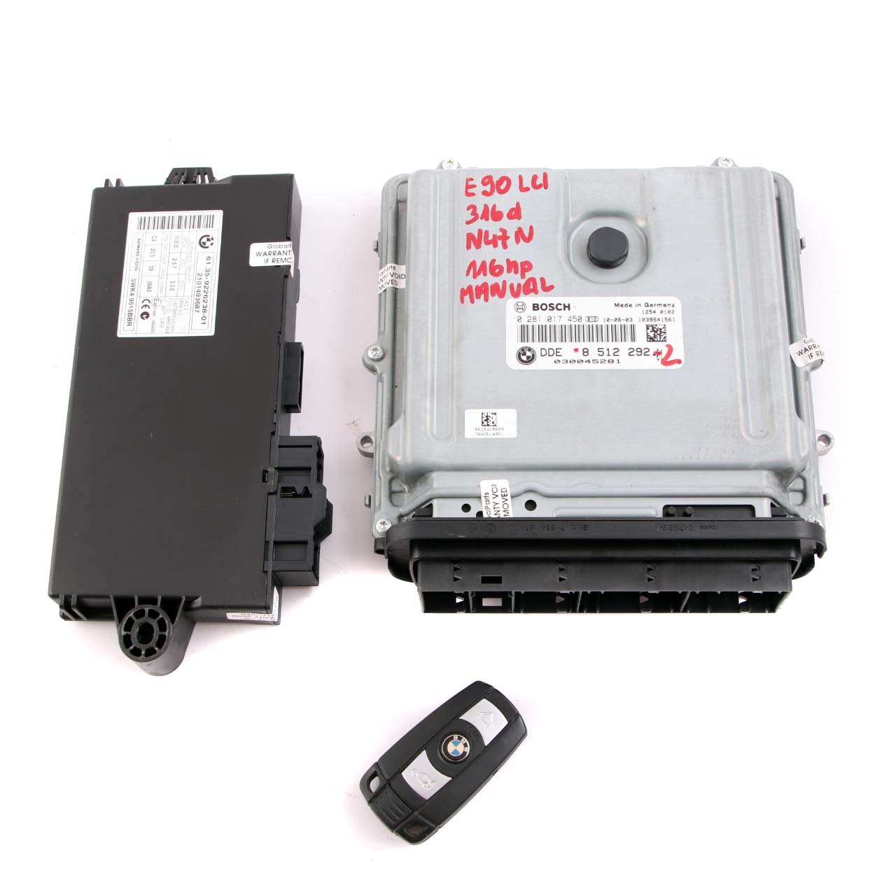 BMW E90 E91 LCI N47N 316d 116HP Motor ECU DDE 8510832 CAS3 Schlüssel Handbuch