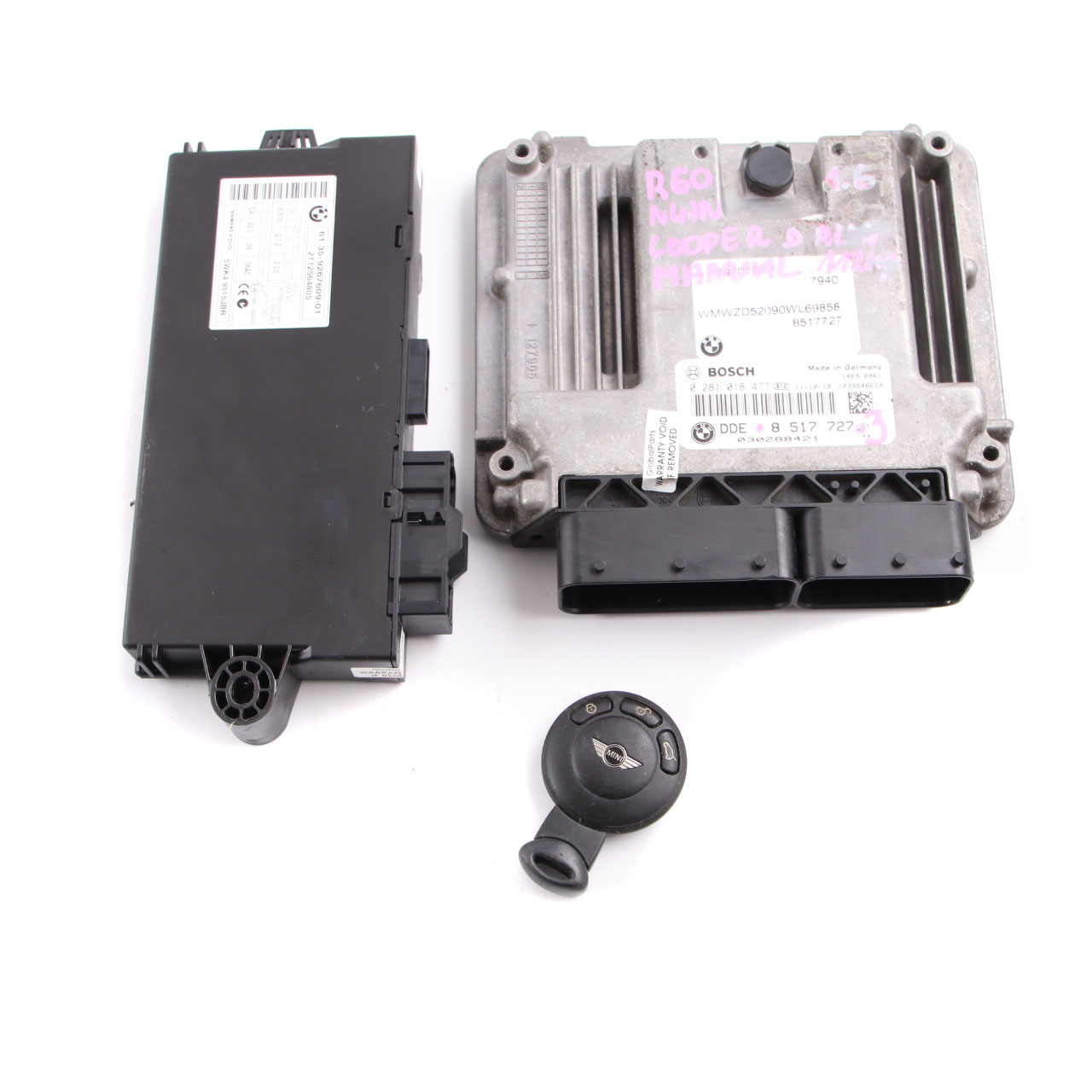 Mini Cooper D R60 ALL4 112HP 1.6 N47N Engine ECU Kit DDE 8517727 + CAS3 + Key