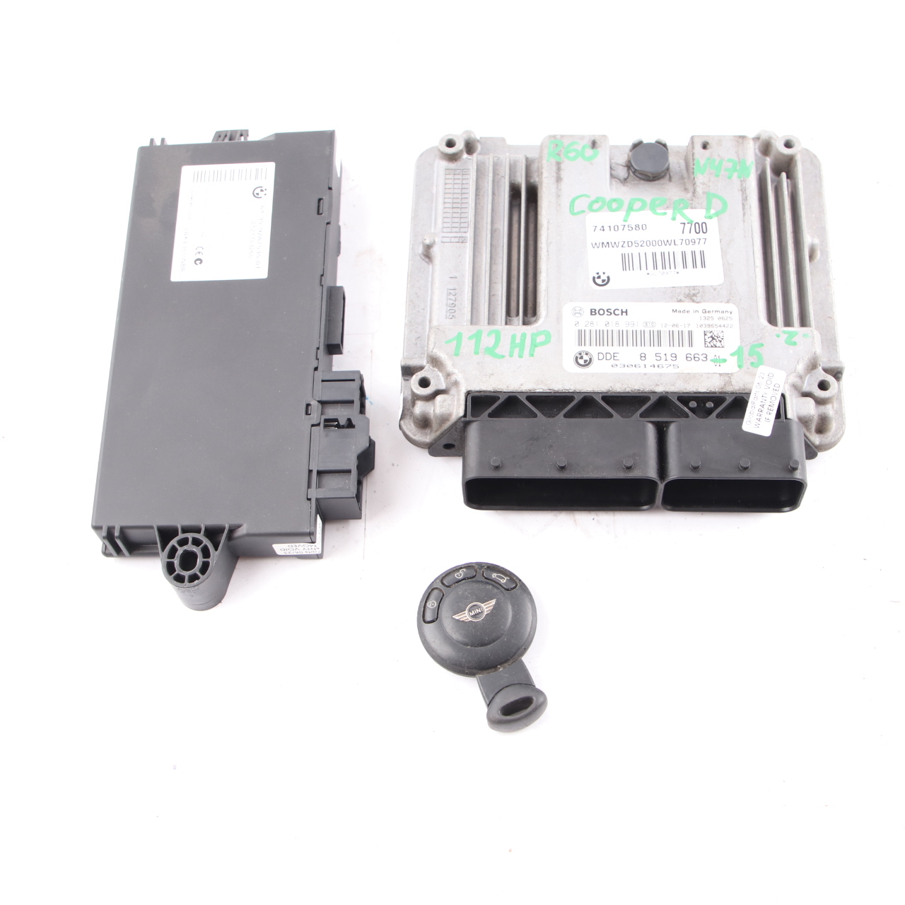 Mini D R56 LCI R60 N47N 112HP Motor ECU Kit DDE 8519663 Schlüssel CAS3 Handbuch