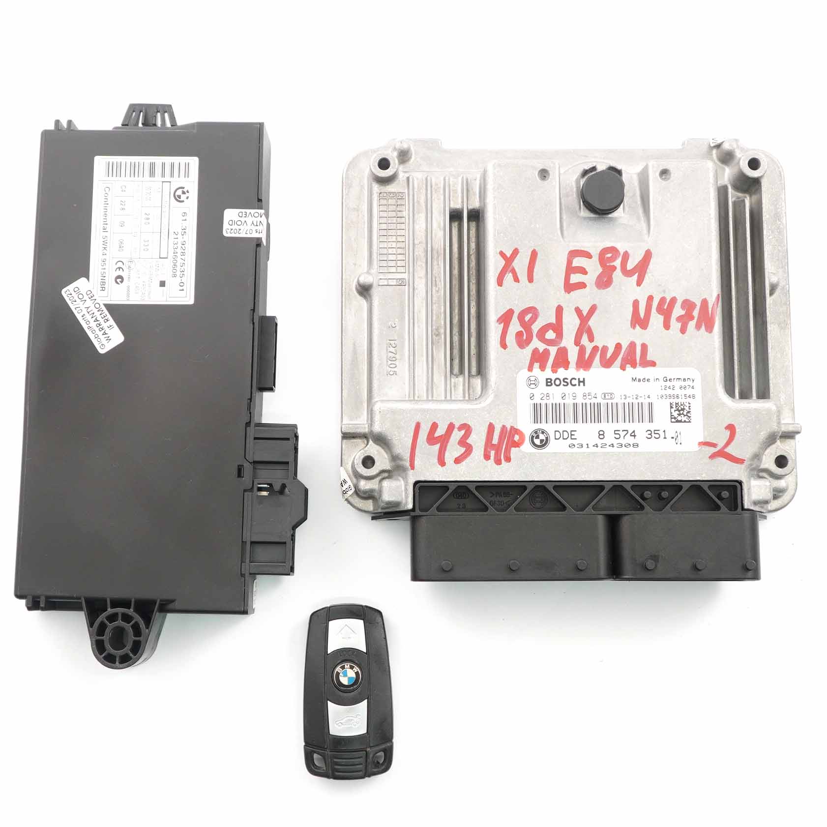 BMW X1 E84 18dX Diesel N47N Motoreinheit ECU Kit DDE 8574351 CAS3 Schlüssel