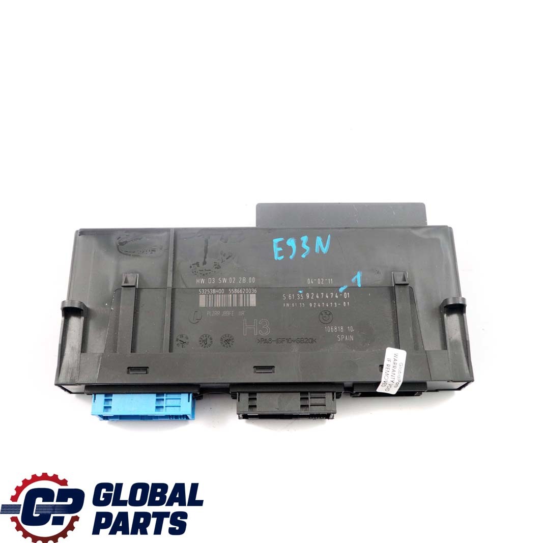 BMW 3 er E93 LCI ECU Anschlusskasten Karosserie Steuermoduls H3 PL2RR 9247474