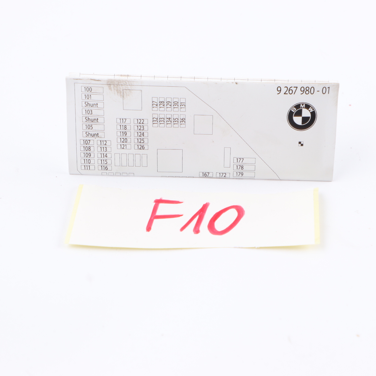 Fuse Box Grouping BMW F10 Fuse Placement Map Card Diagram 926980-01