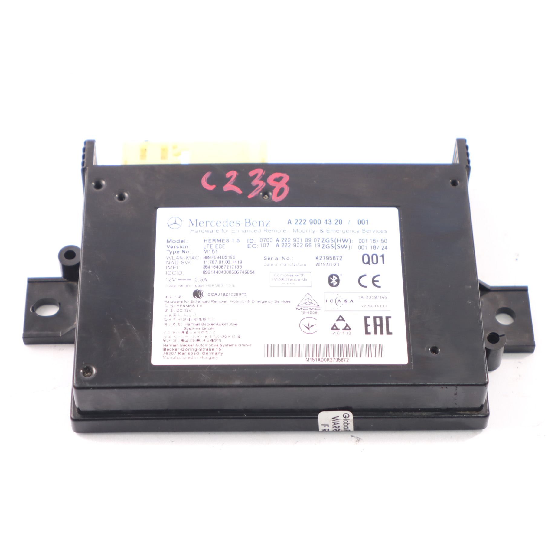 Telematikmodul Mercedes C238 Kommunikation Blutooth Steuerung A2229004320