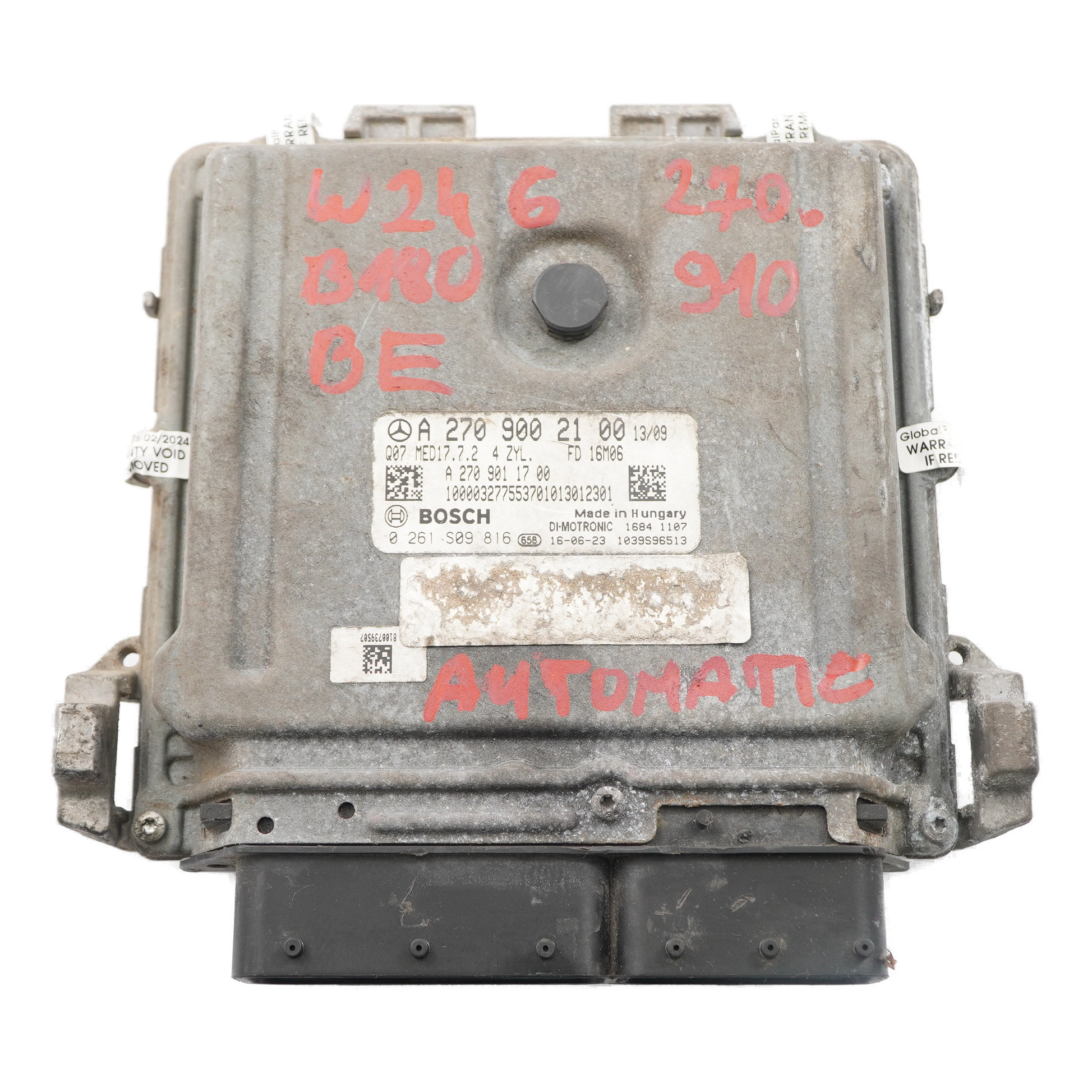 Mercedes W176 W246 A180 B180 BlauEFFICIENCY 270.910 122PS Motor ECU A2709002100