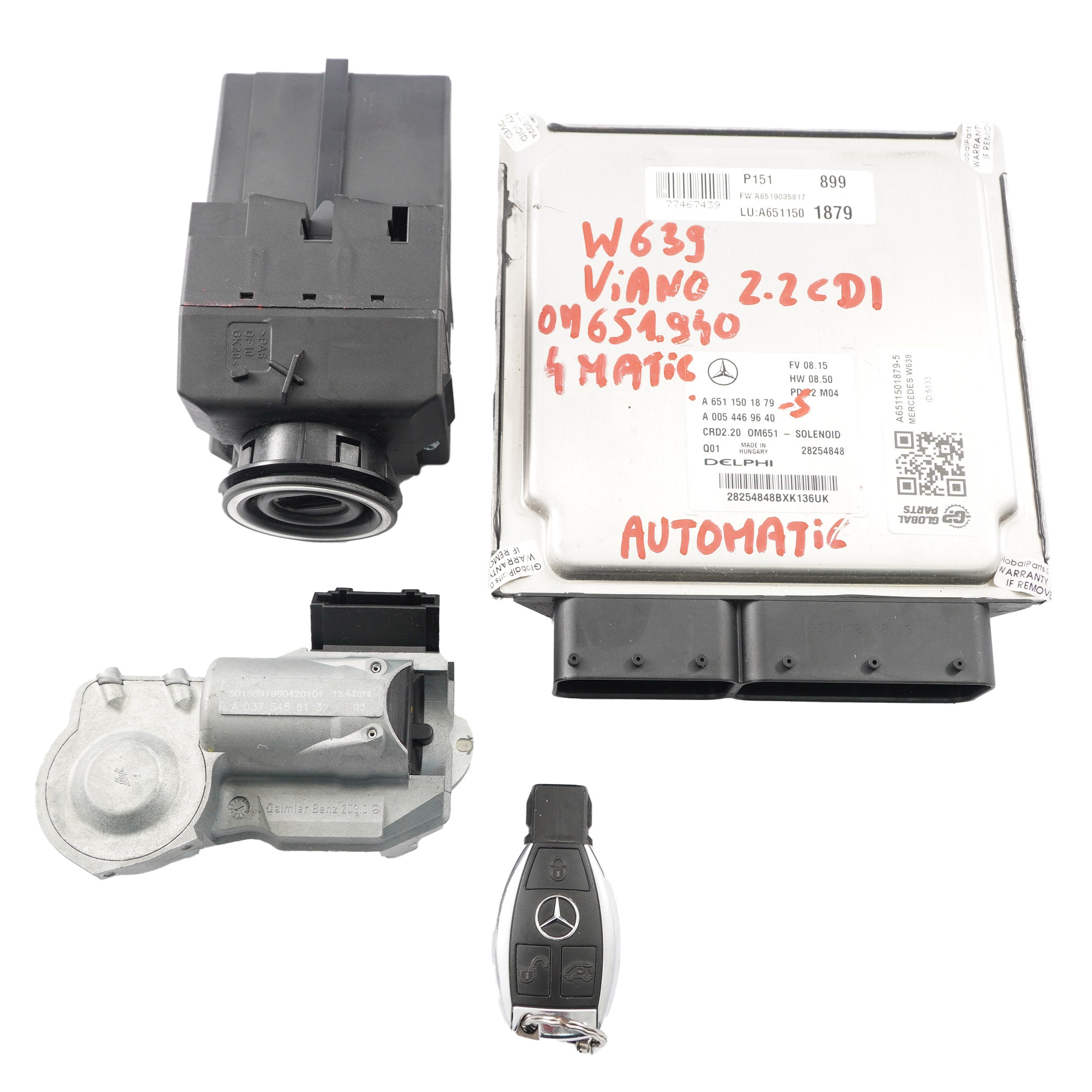 Mercedes Vito W639 2.2 CDI 651.940 4-Matic ECU Kit Engine A6511501879 Key Lock