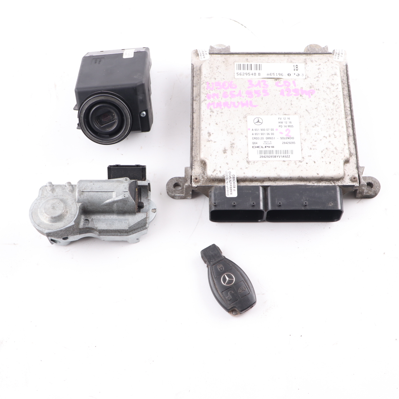 Mercedes W906 313 CDI OM651.955 129HP Dieselmotor ECU Kit A6519000700 Key Lock