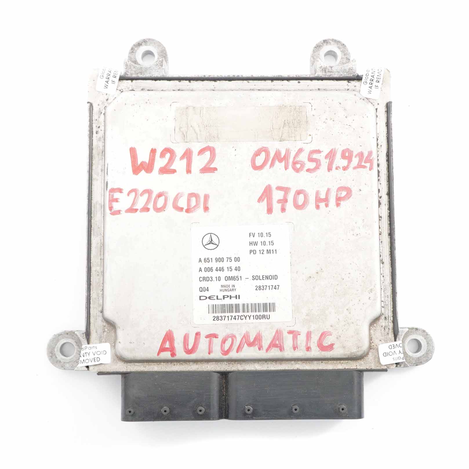 Mercedes W212 E220CDI OM651.924 Engine Unit Module ECU A6519007500 Automatic