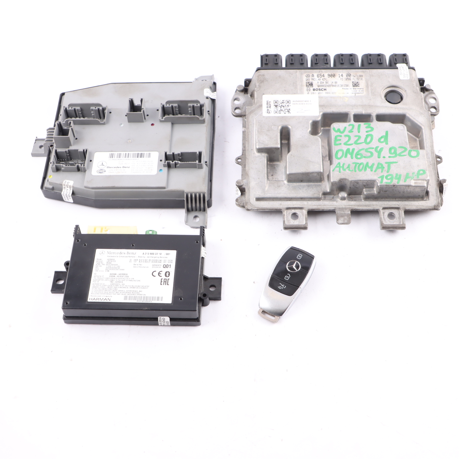 Mercedes W213 E220 CDI 654.920 194HP Engine ECU Kit A6549001400 Key SAM