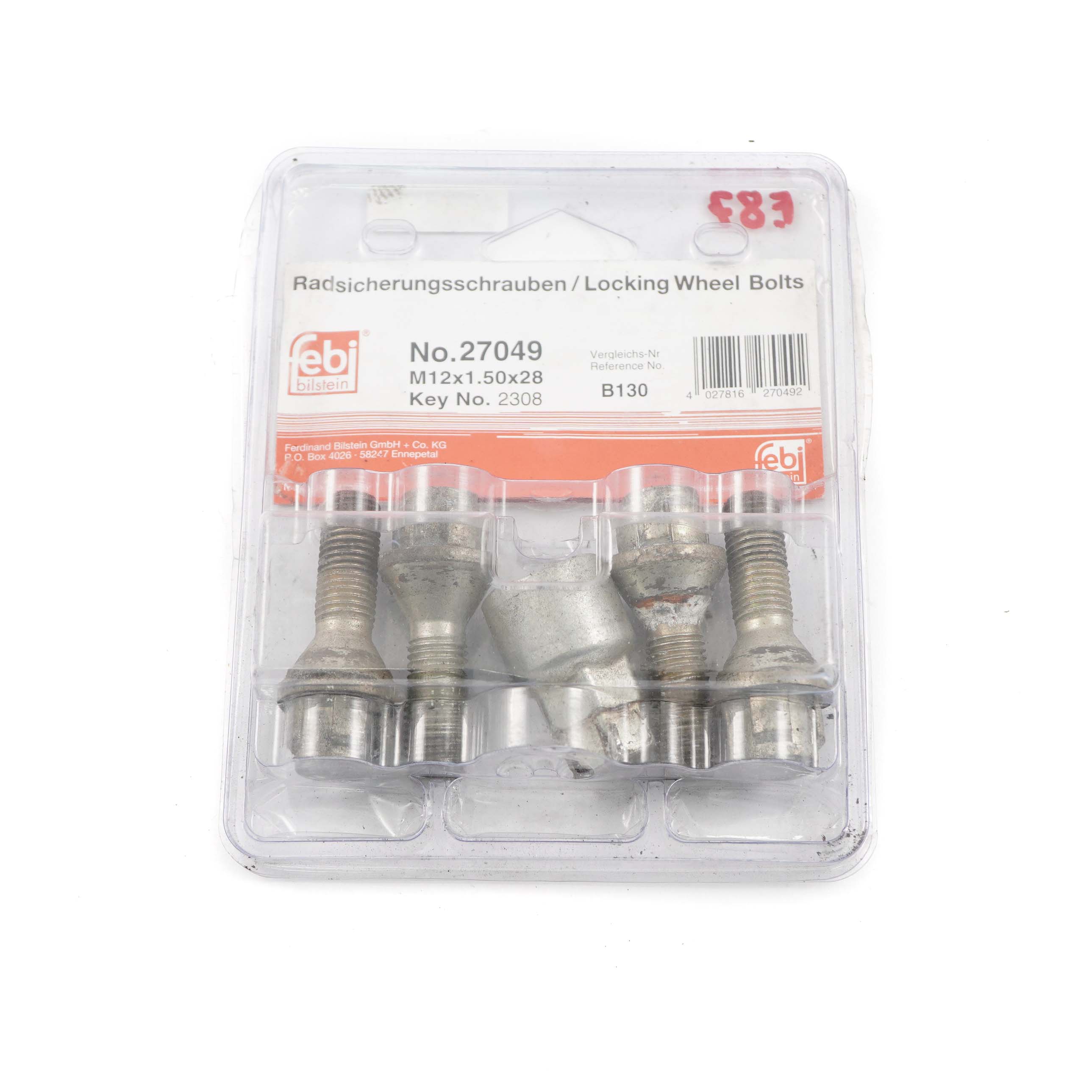 BMW 1 E87 Febi 27049 Locking Wheel Bolt Locks Security Nut Set M12x1.5x28