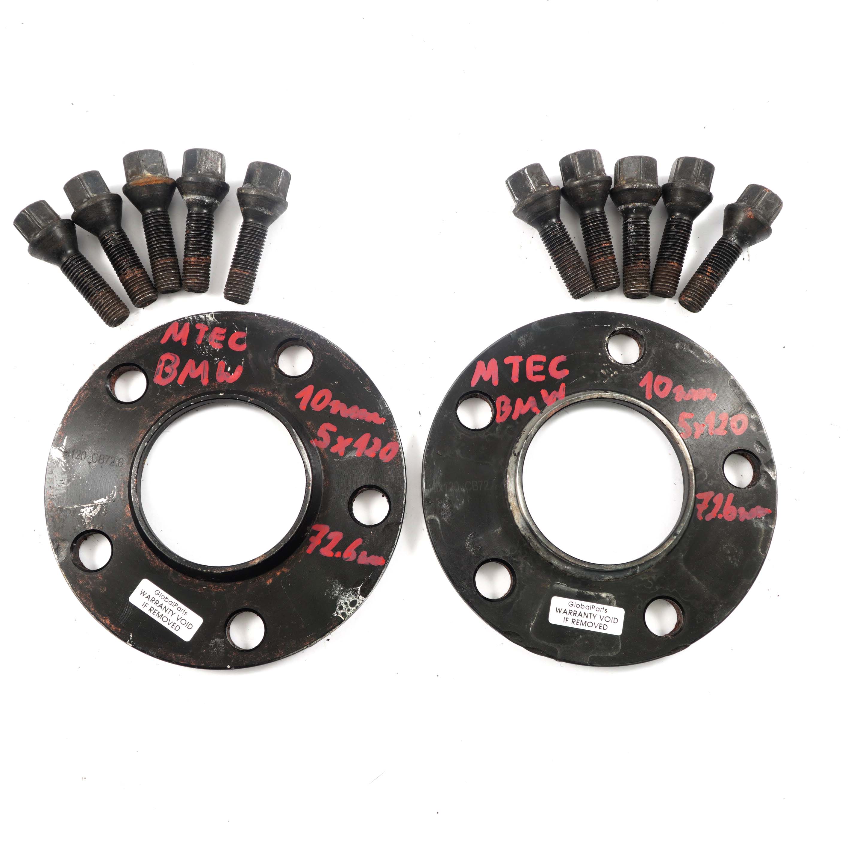 MTEC Alloy Wheel Spacers Hubcentric Shims BMW 5x120 72.6mm 10mm Pair + Bolts