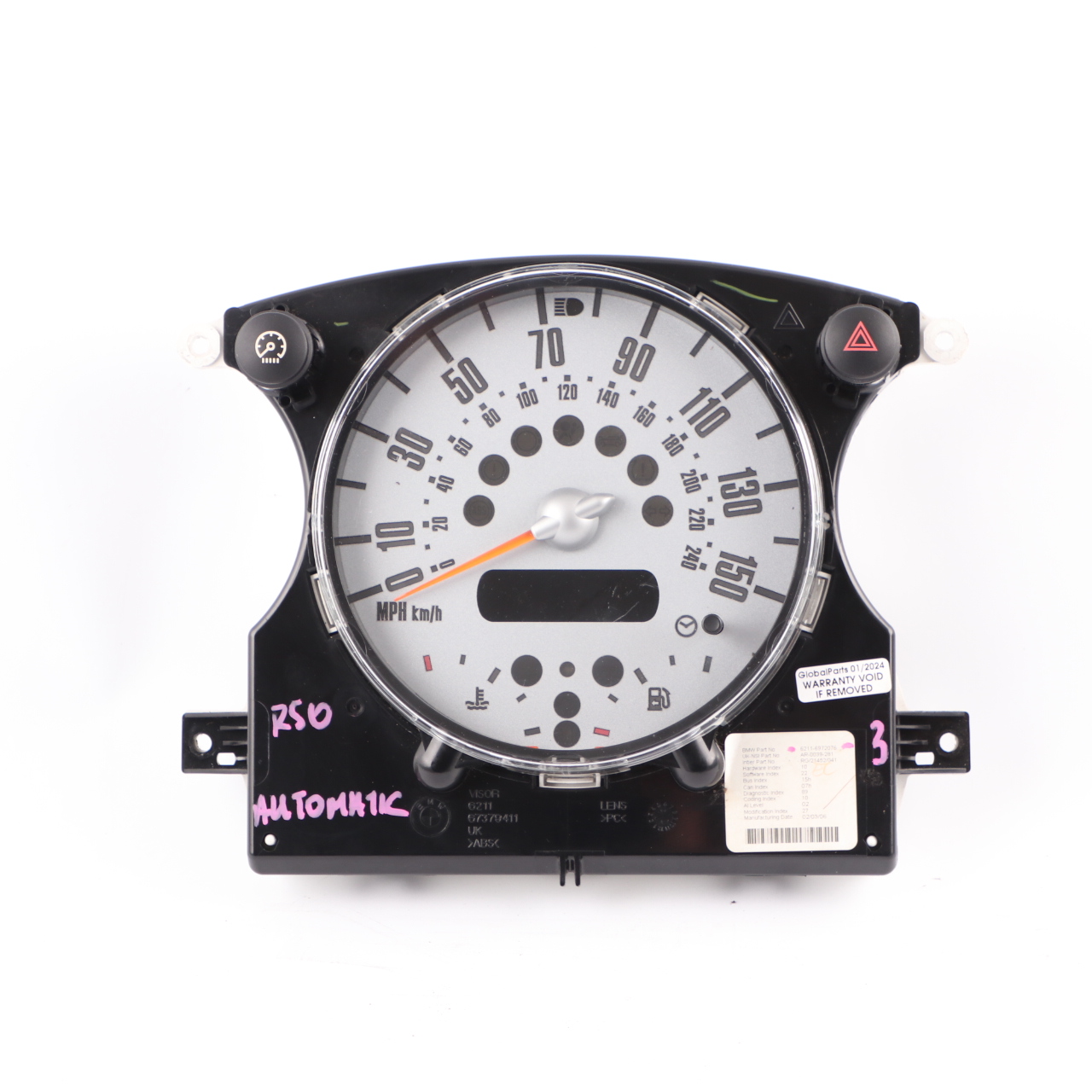 Mini R50 R52 Speedo Meter Speedo Clock Instrument Cluster Automatic 6972076