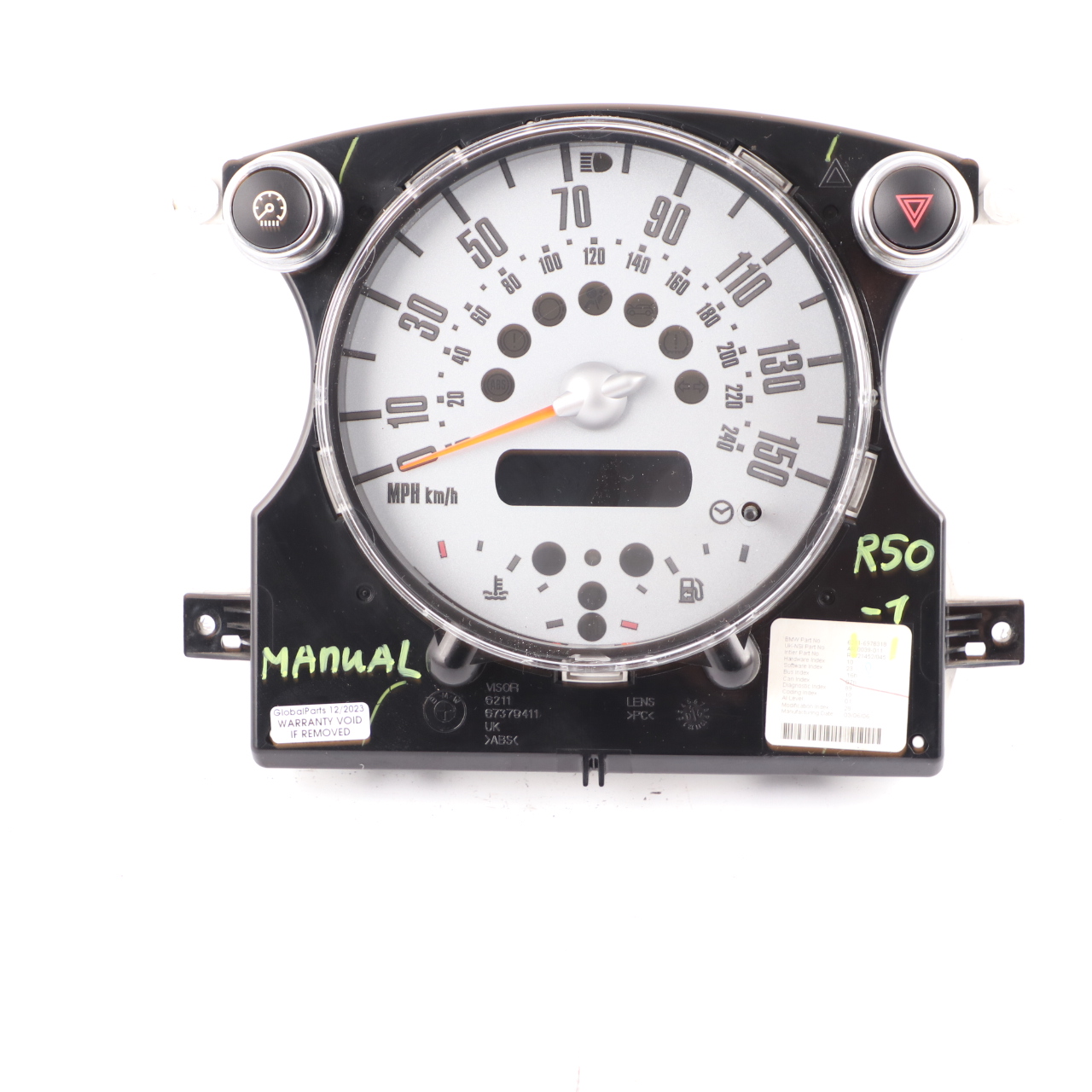 Mini Cooper R50 R52 Speedometer Speedo Clock Instrument Cluster Manual 6978318