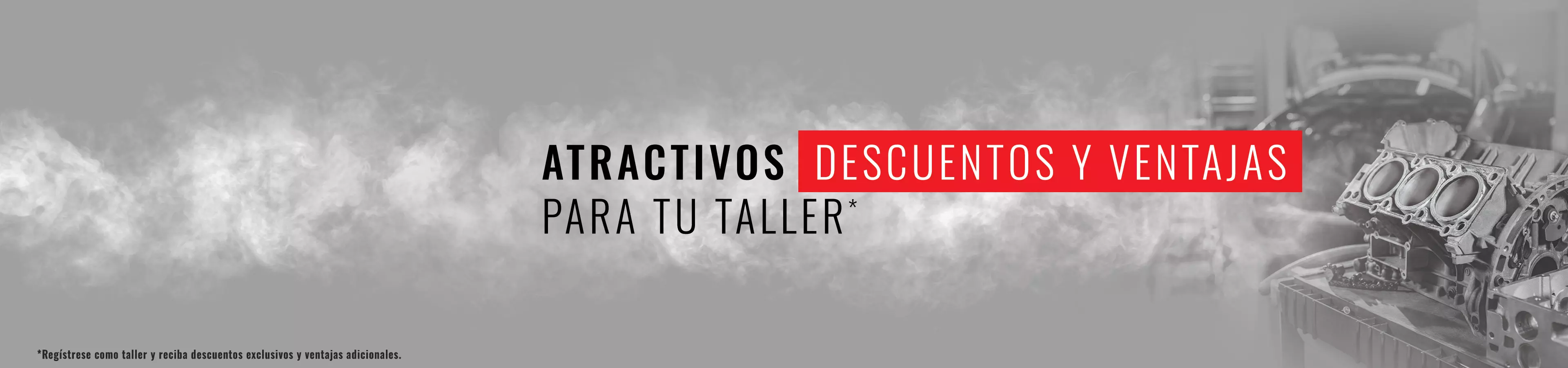 Global Parts – banner: descuentos y beneficios atractivos para tu taller. Regístrate como taller para obtener descuentos especiales y ventajas adicionales.