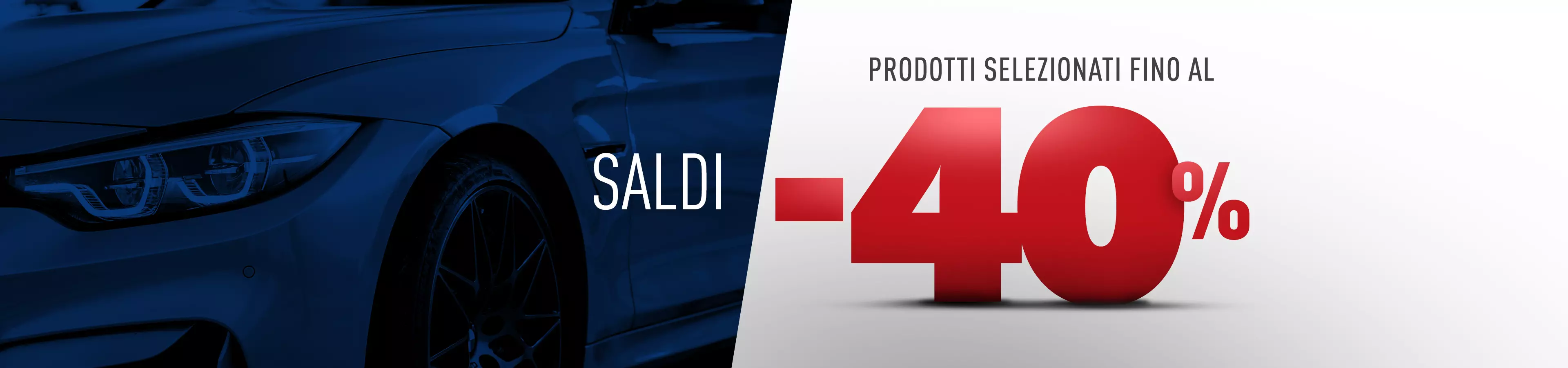 Negozio ricambi auto Global Parts – banner dei saldi: prodotti selezionati fino al -40%