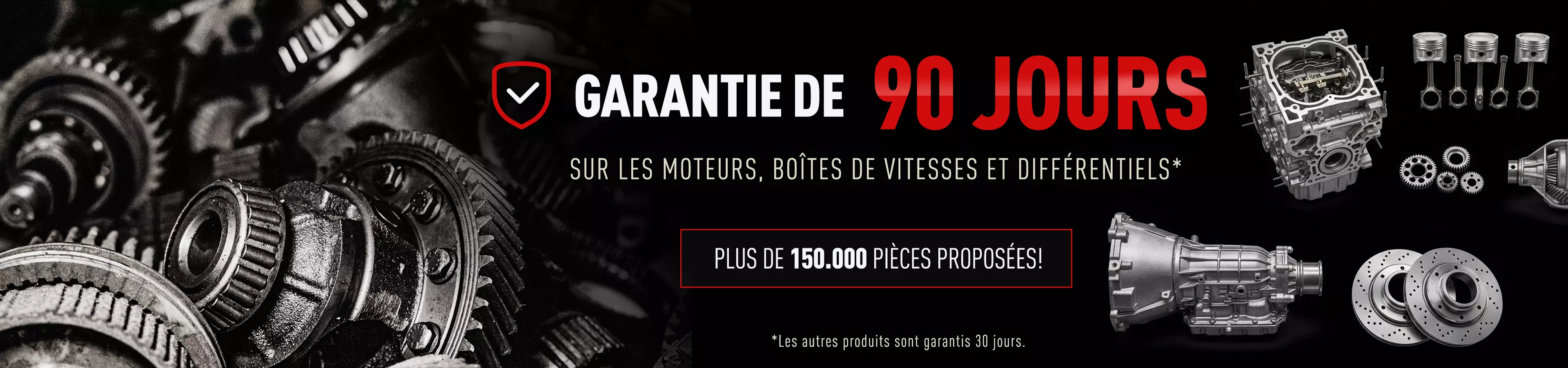 Garantie de 90 jours sur les moteurs, boîtes de vitesses et différentiels – plus de 150 000 pièces automobiles disponibles chez Global Parts