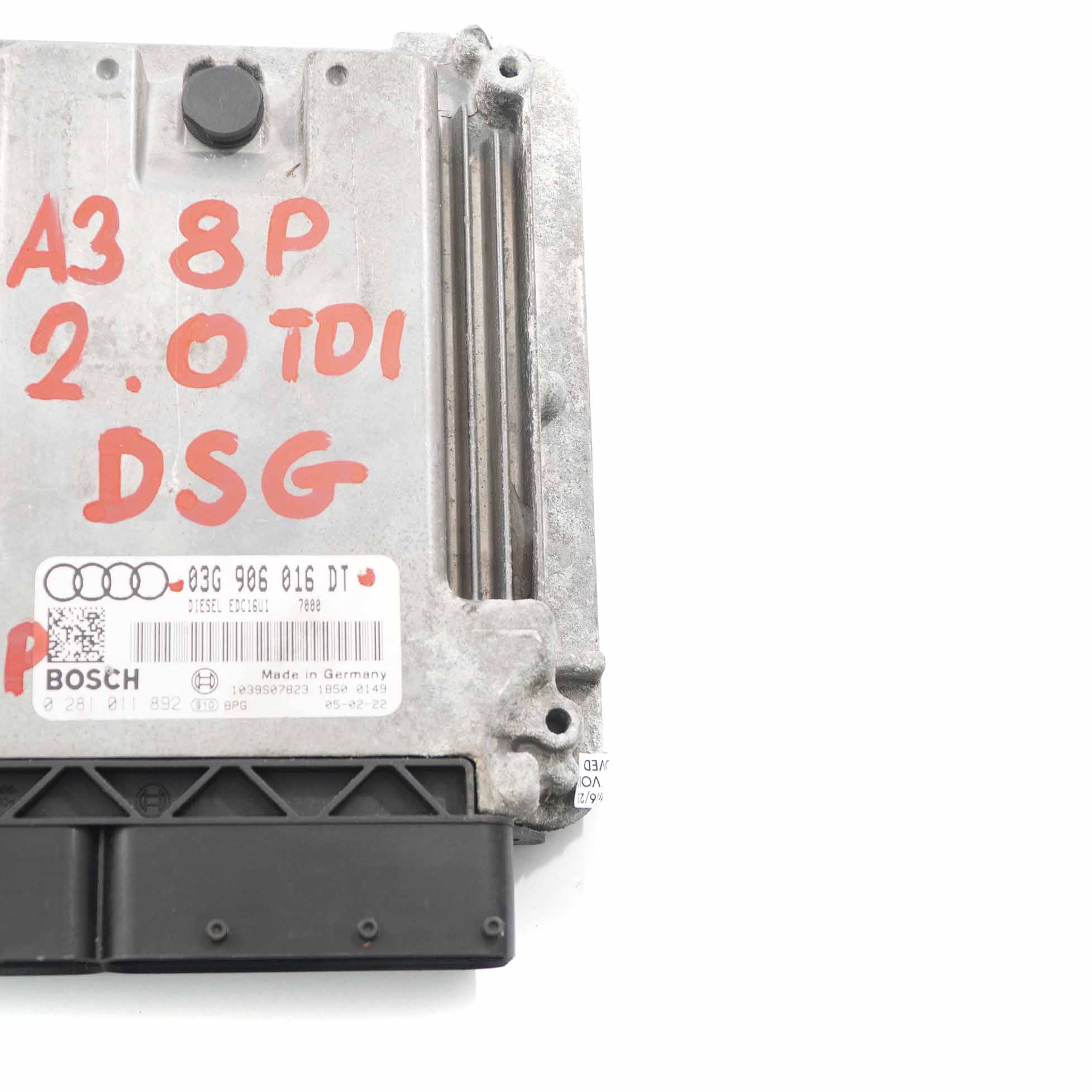 Audi A3 8P 2.0 TDI 140HP Diesel motor Steuergerät ECU Modul DSG 03G906016DT