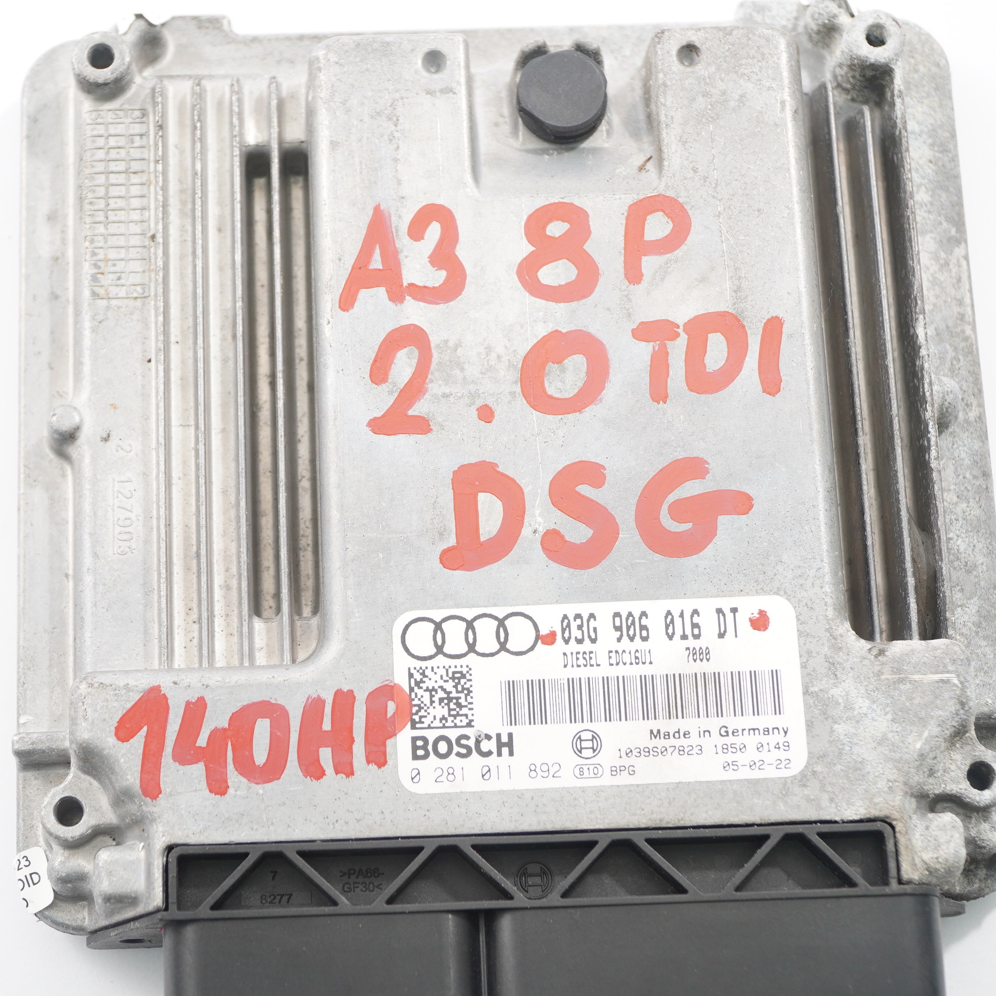 Audi A3 8P 2.0 TDI 140HP Diesel motor Steuergerät ECU Modul DSG 03G906016DT