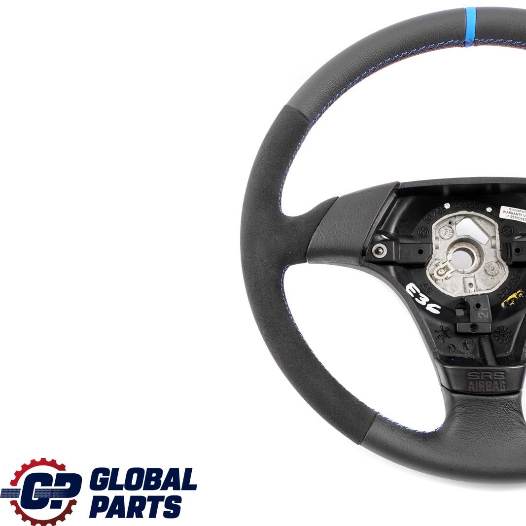 BMW E36 NEW Black Leather / Alcantara  Sport Steering Wheel 3 Spoke Tricoloured