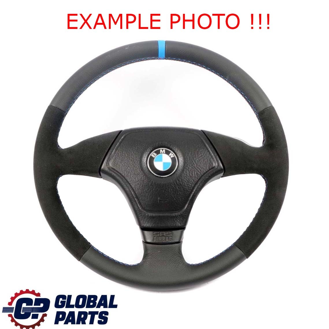 BMW E36 NEW Black Leather / Alcantara Sport Steering Wheel 3 Spoke Tricoloured