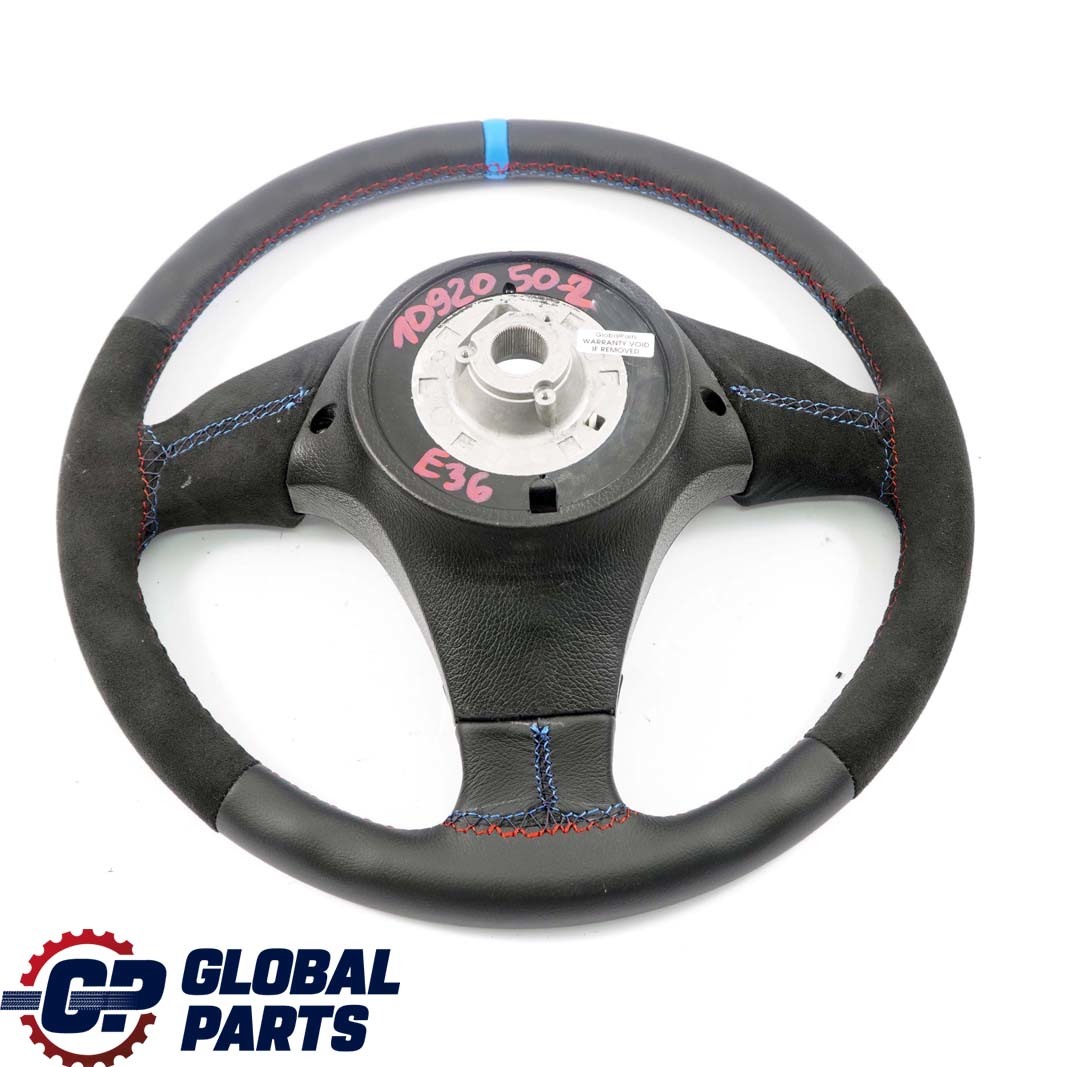 BMW E36 NEW Black Leather / Alcantara Sport Steering Wheel 3 Spoke Tricoloured