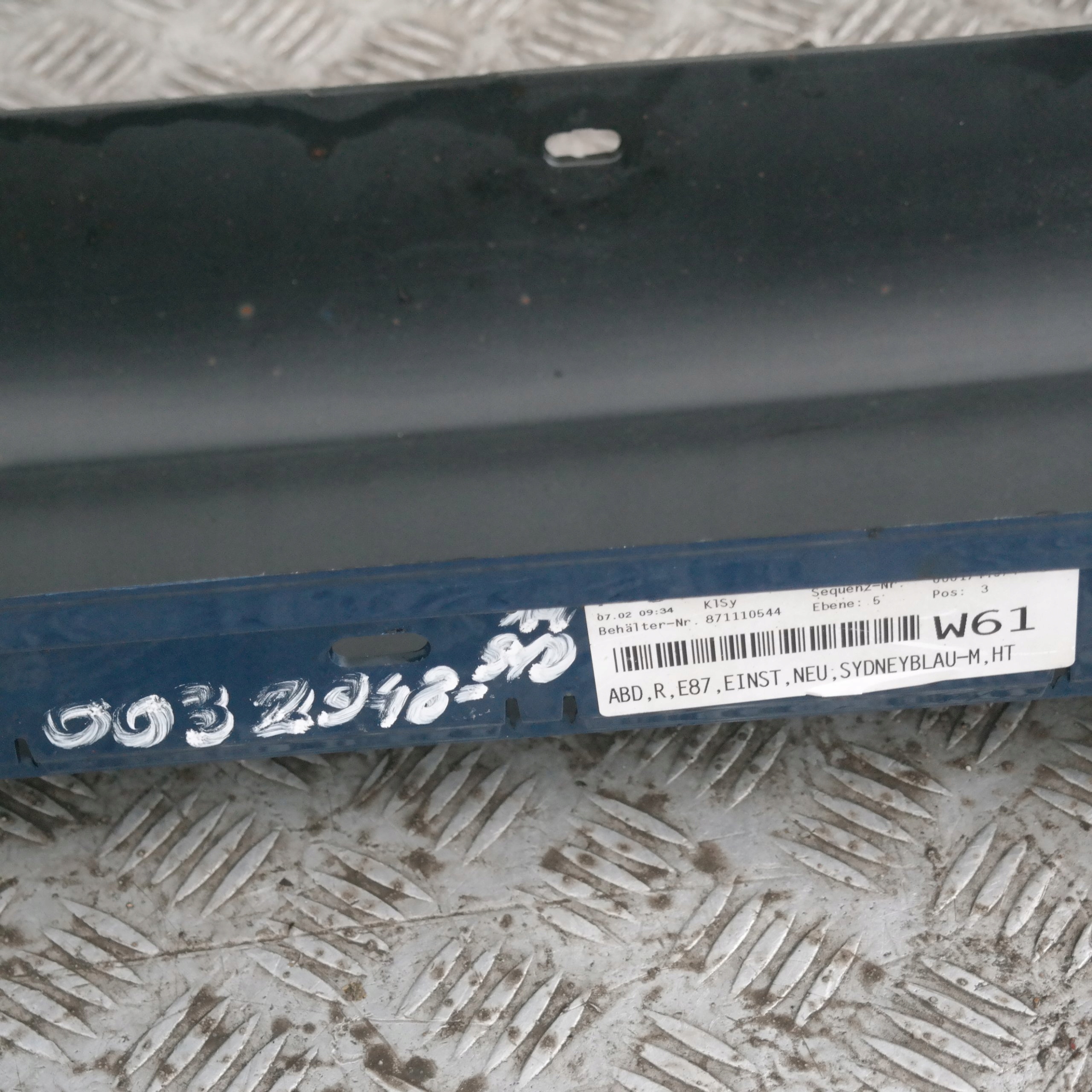 BMW 1 SERIES 14 E87 Sill Strip Side Skirt Right O/S Sydneyblau Sydney Blau Blue