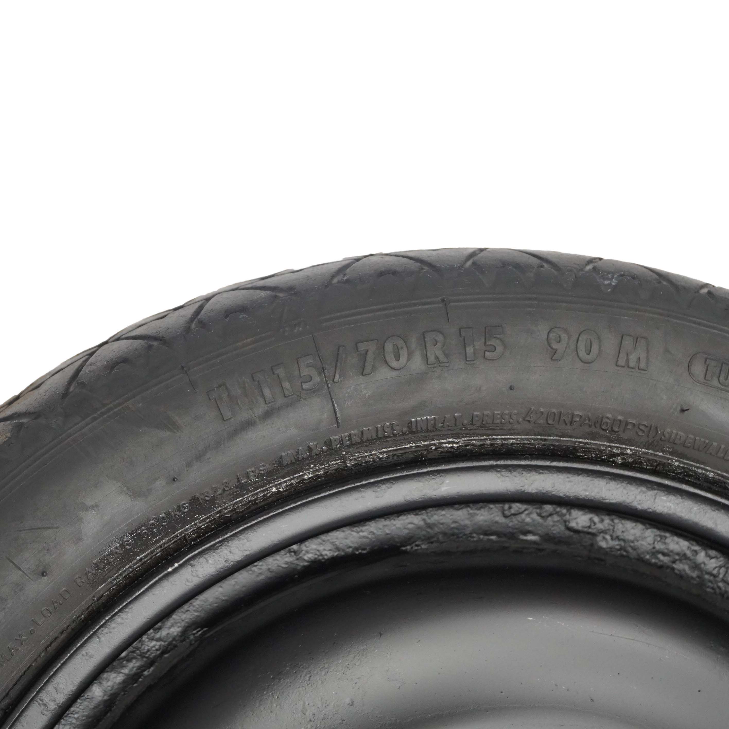 Mini Cooper R50 R55 R56 Roue de secours compacte Acier Noir 115/70 R15 1509164