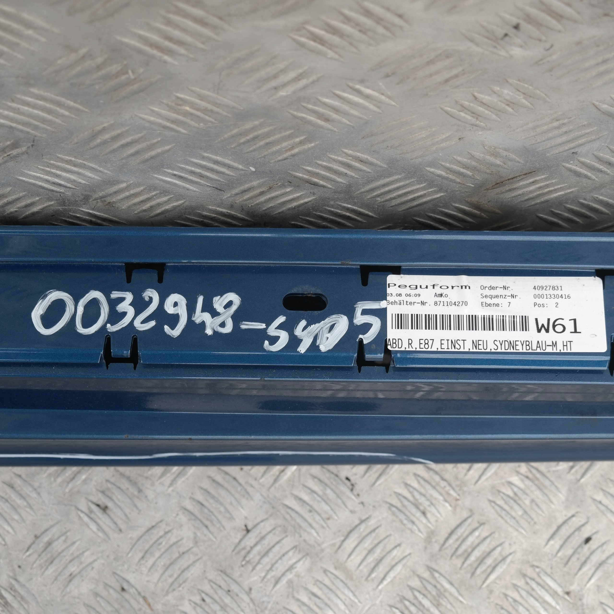 BMW 1 SERIES 5 E87 Sill Strip Side Skirt Right O/S Sydneyblau Sydney Blau Blue