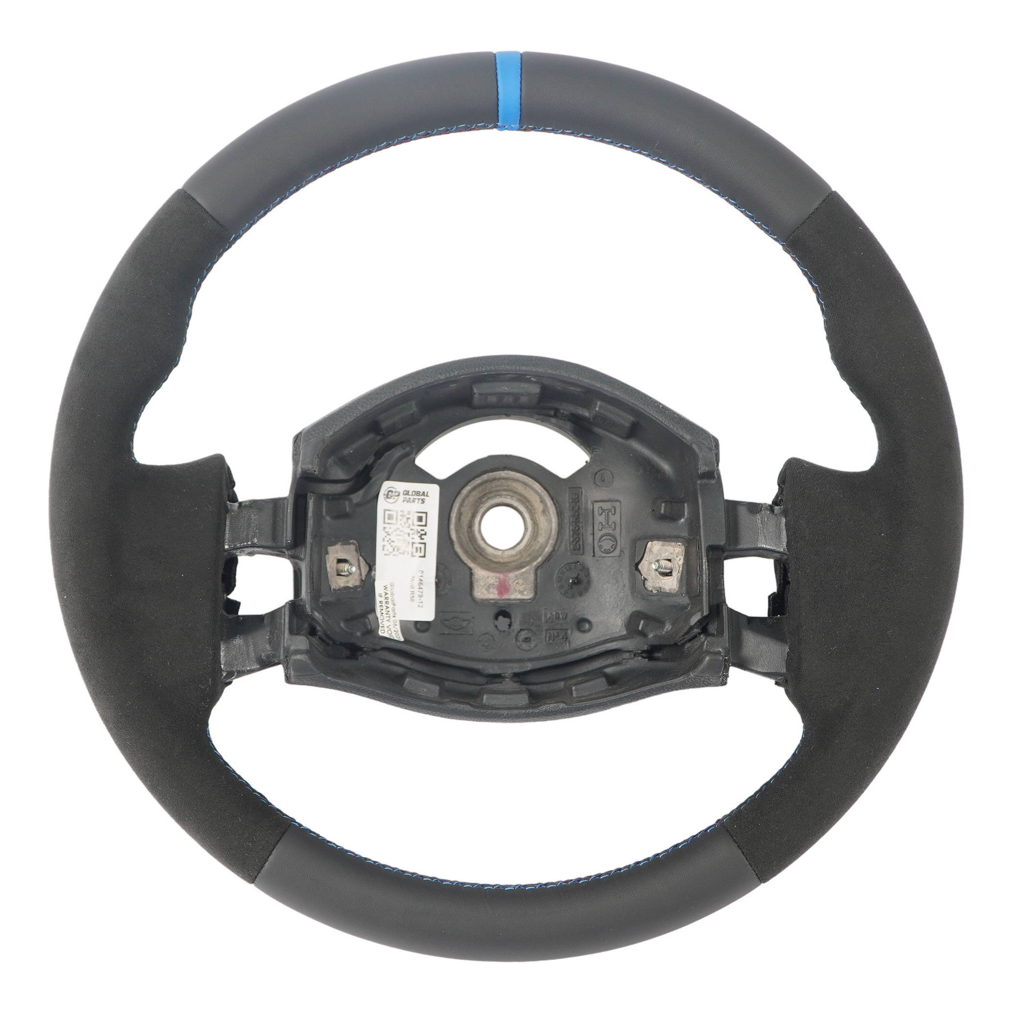 Mini Cooper R50 R52 NEW Black Leather / Alcantara Steering Wheel 2 Spoke Trim