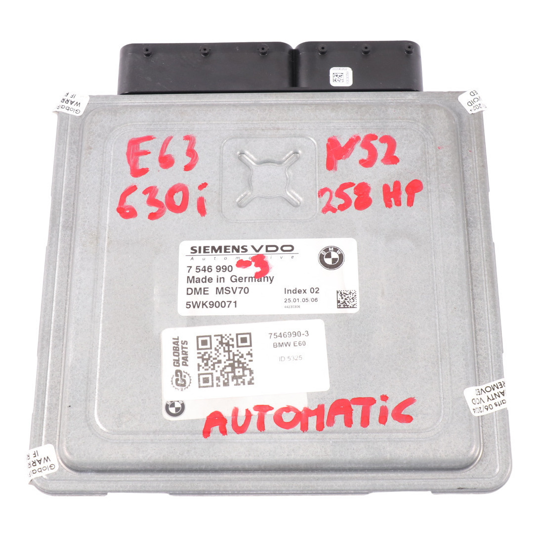 BMW E60 E63 E64 530i 630i N52 258HP Motorsteuergerät Modul ECU DME 7546990