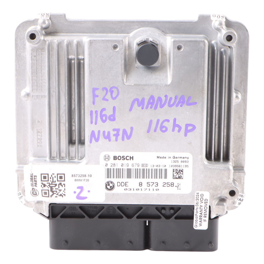 BMW F20 116d F30 F31 316d N47N 116HP Motorsteuergerät ECU DDE 8573258 Handbuch