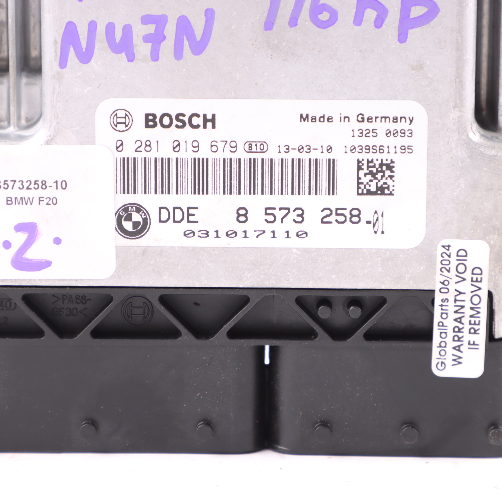 BMW F20 116d F30 F31 316d N47N 116HP Motorsteuergerät ECU DDE 8573258 Handbuch