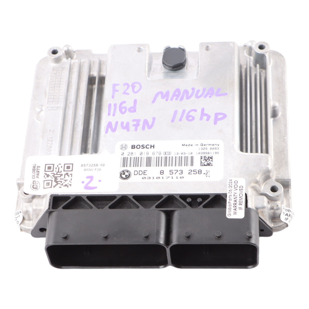 BMW F20 116d F30 F31 316d N47N 116HP Motorsteuergerät ECU DDE 8573258 Handbuch