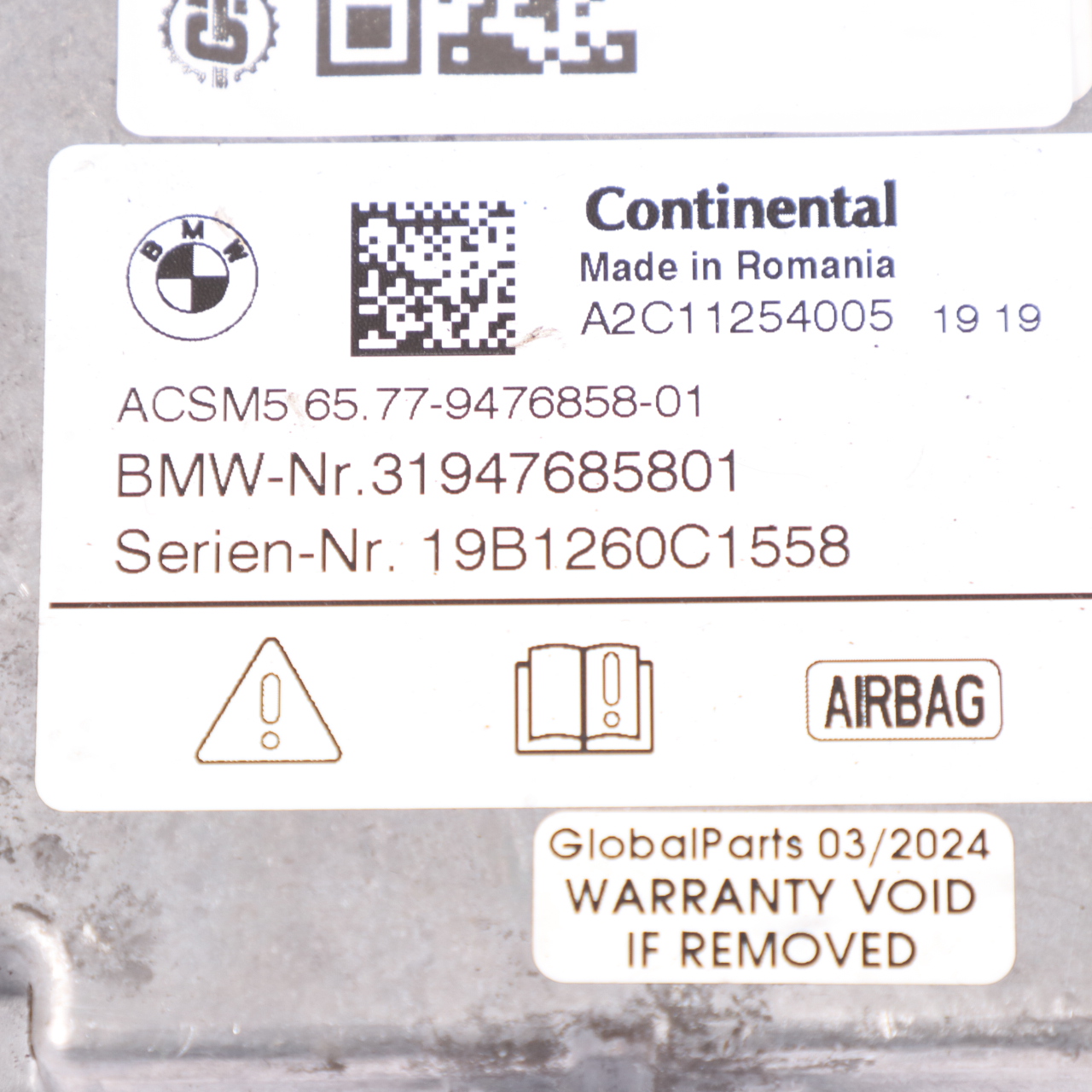 Airbag Modul BMW G20 G21 SRS Steuergerät Modul ECU 9476858