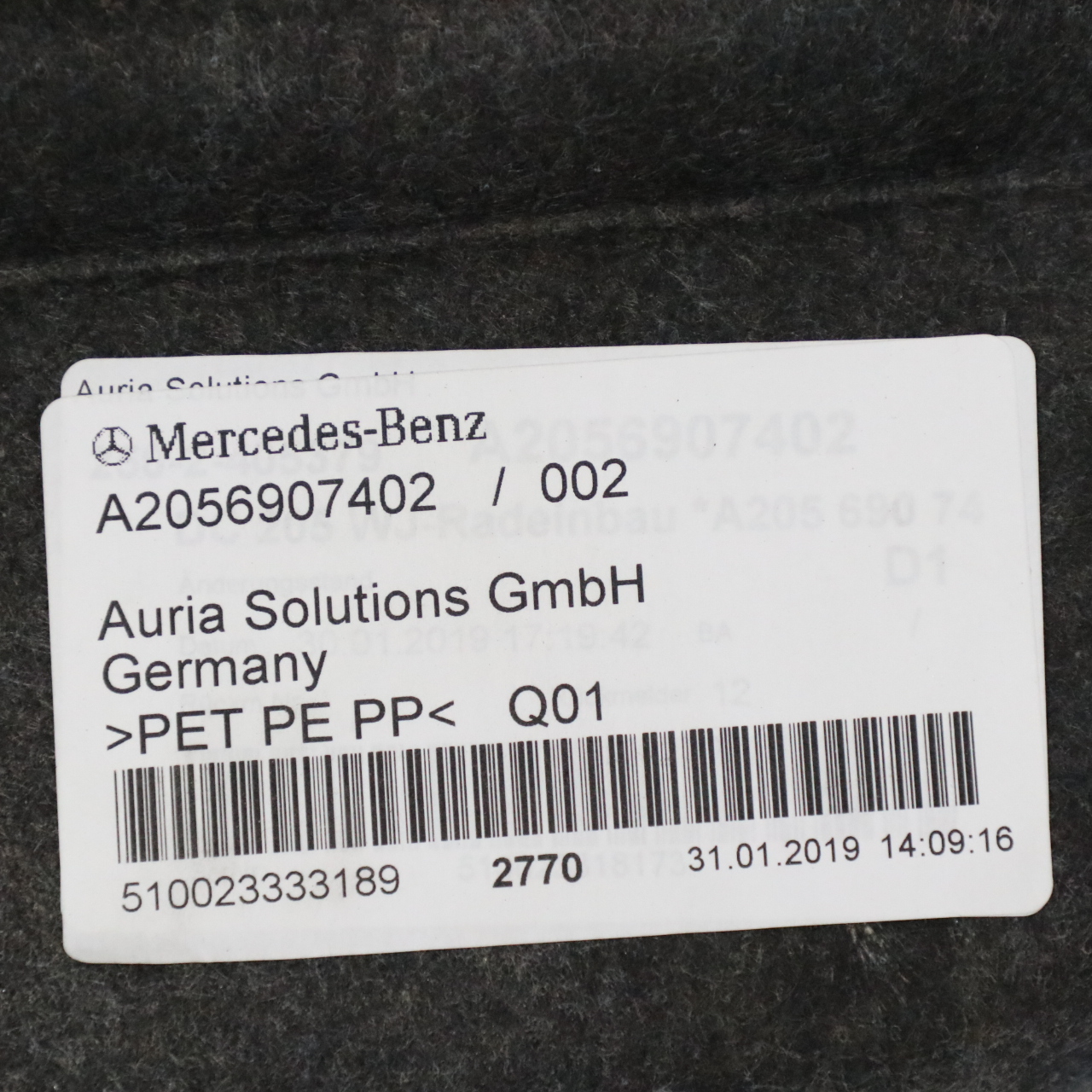 Mercedes A205 Kofferraum Rechts Seitenwand Gepäckraum A2056907402