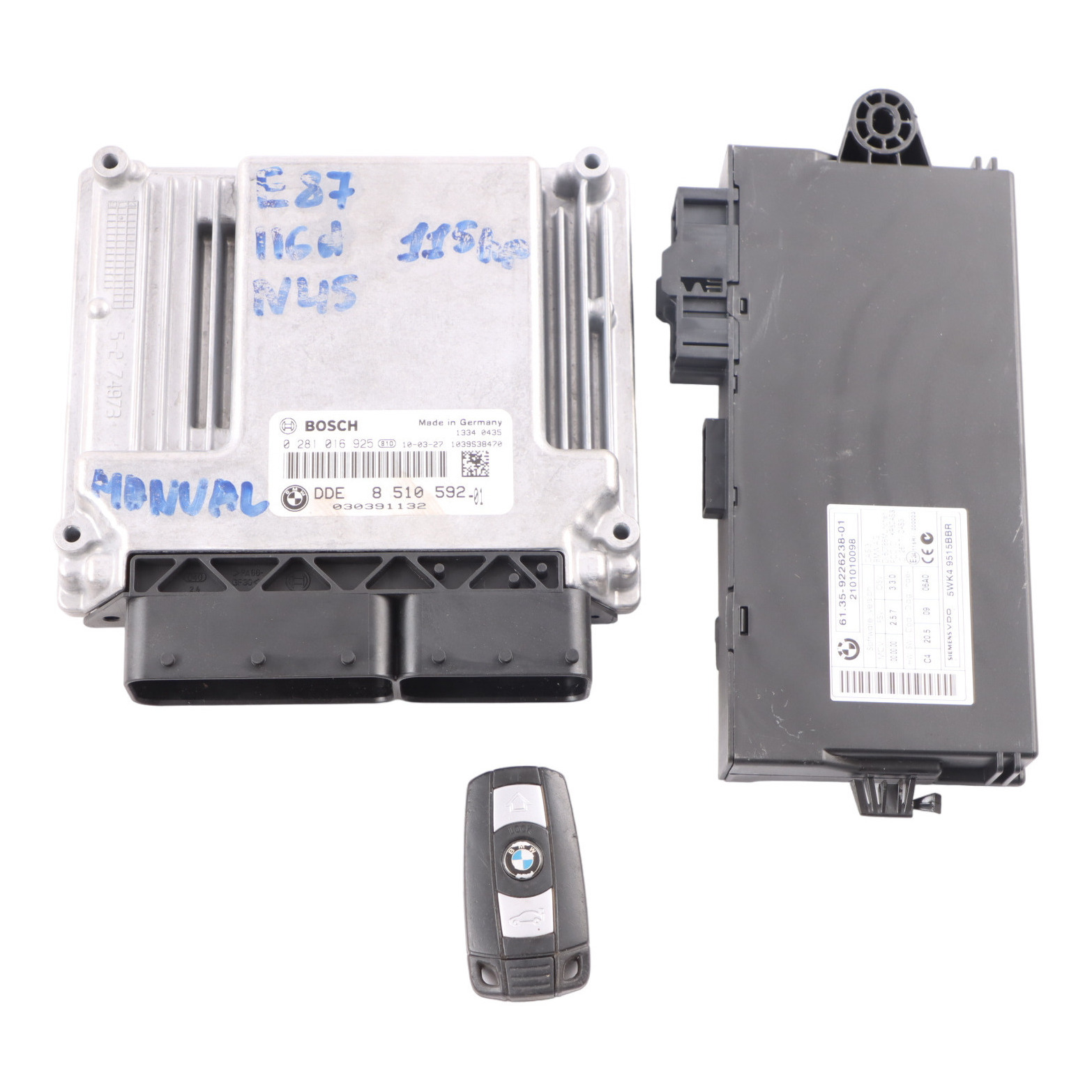 BMW E81 E87 E90 LCI 118d 318d N47 143HP ECU Kit DDE 8510592 CAS3 Key Manual