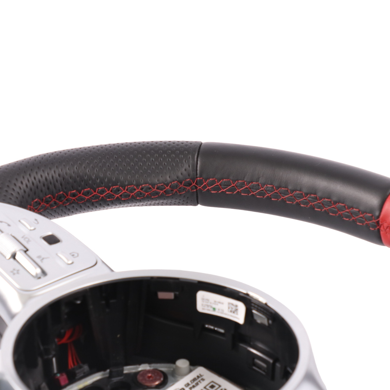 Steering Wheel Mercedes W213 C238 AMG Black Leather Paddle Shift Red Threads