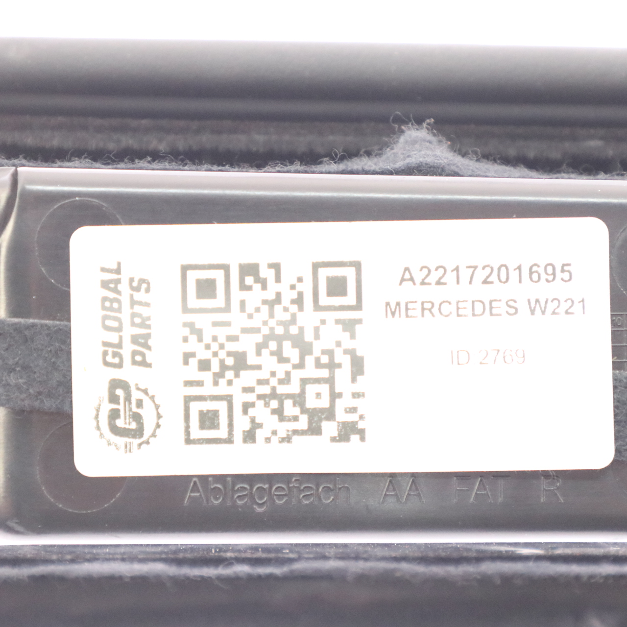 Mercedes W221 Türkarte Armlehne vorne rechts Ablagefach Schwarz Leder