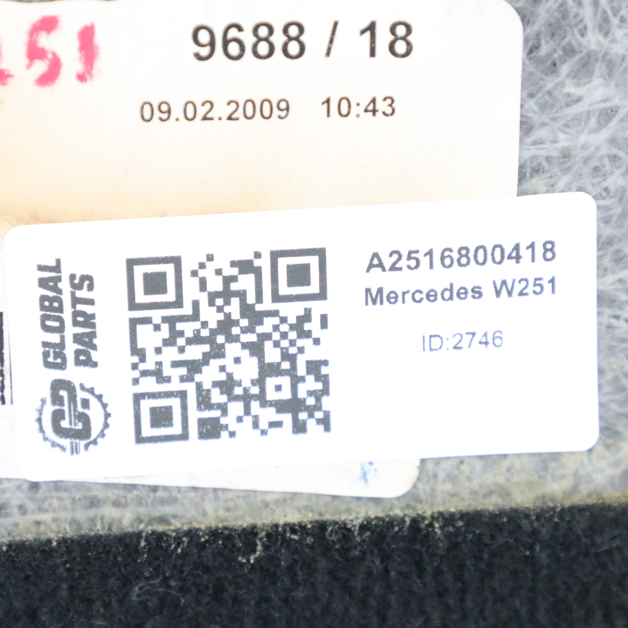 Mercedes W251 Kofferraum Trunk Boden hinten Laden Teppich Schwarz A2516800418