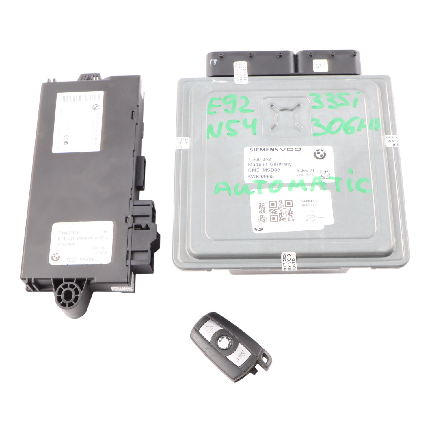 BMW E90 E92 335i N54 ECU Kit Steuergerät DME 7568842 CAS3 Schlüssel Automatik