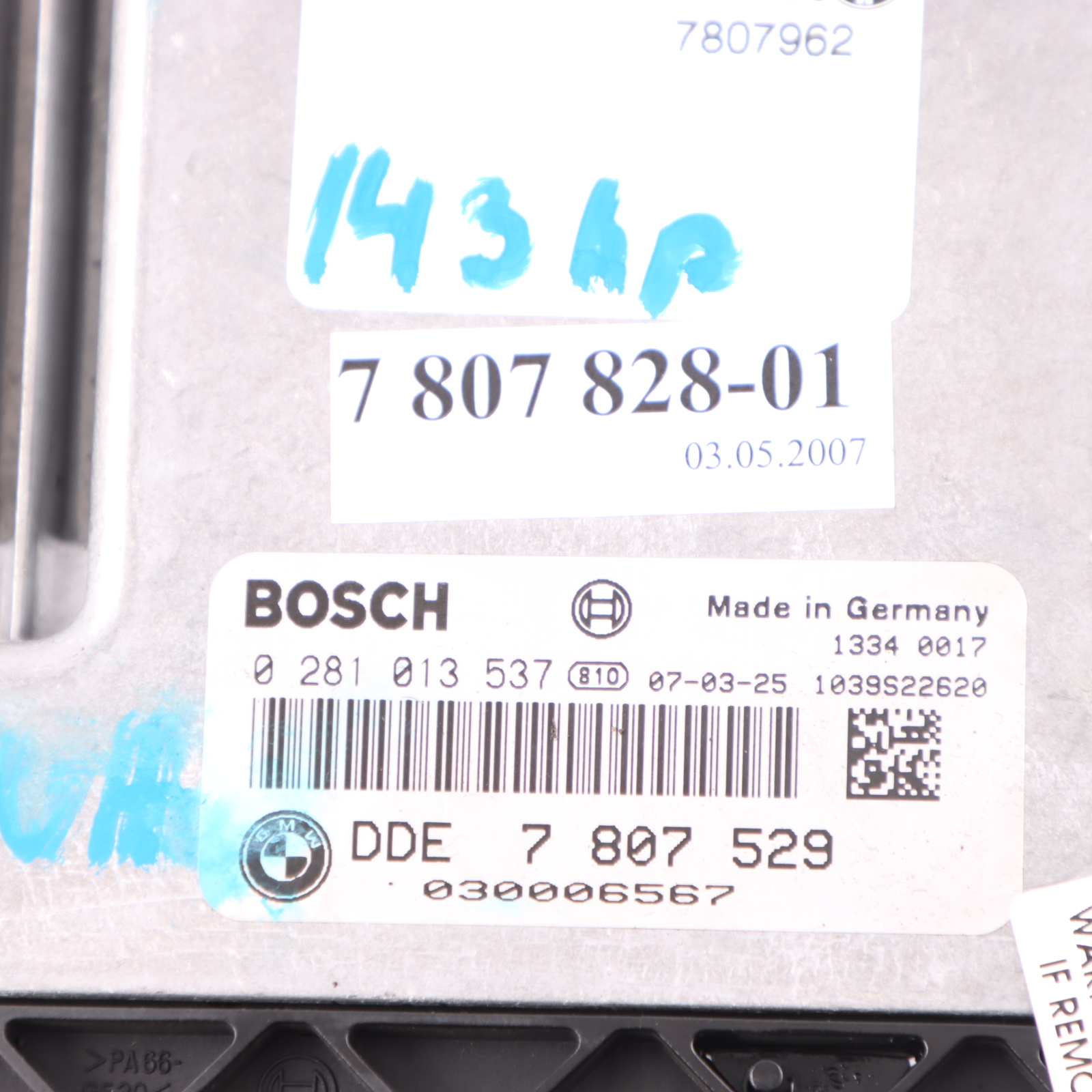 BMW E87 LCI E90 118d 318d N47 143PS ECU Steuergerät DDE 7807828 CAS3 Schlüsse