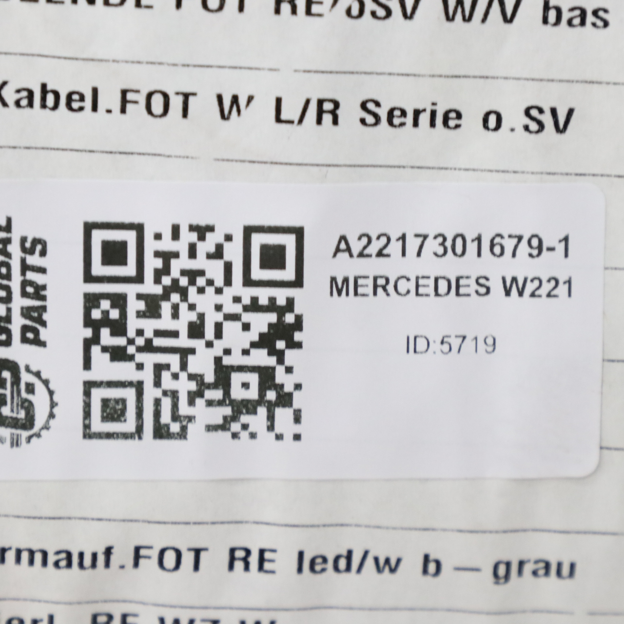 Mercedes W221 Türkarte Abdeckung Hinten Rechts Trim Panel Grau Leder A2217301679