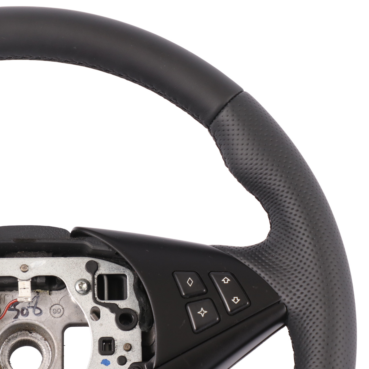 BMW E60 E61 E63 E64 NEW Leather M-Sport Steering Wheel Black Thread