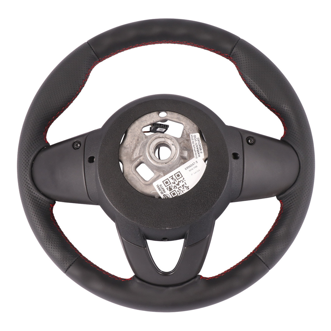 Mini Cooper F54 F55 F56 F60 NEW Black Leather Sport Steering Wheel Red Threads