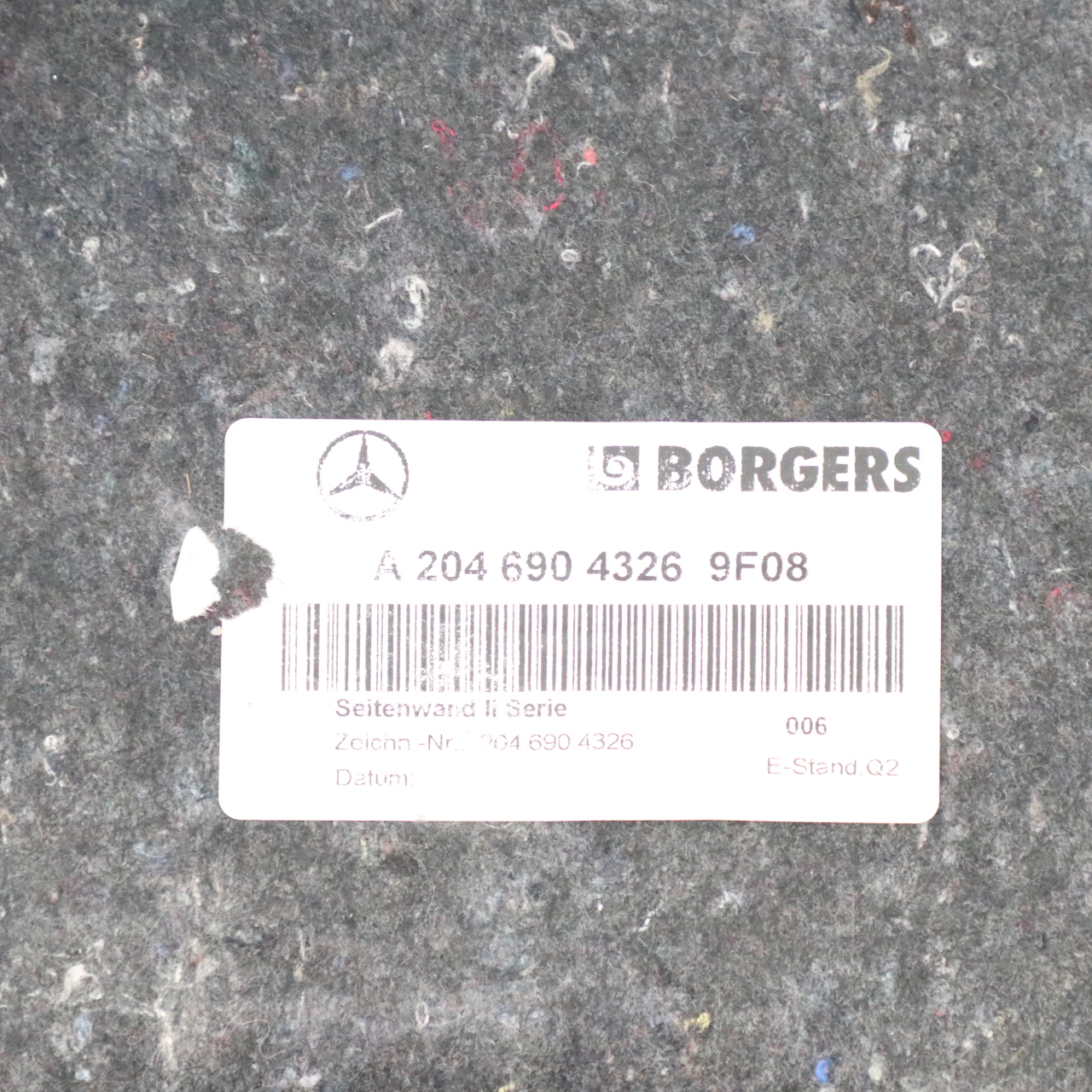 Mercedes W204 Kofferraum Kofferraum links seitliche Verkleidung A2046904326