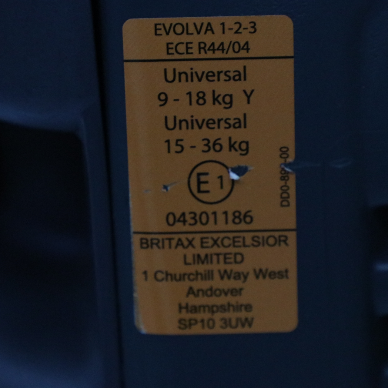 Genuine Britax Romer Evolva 123 Isofix Car Seat Group 1/2/3 9-36 kg Universal