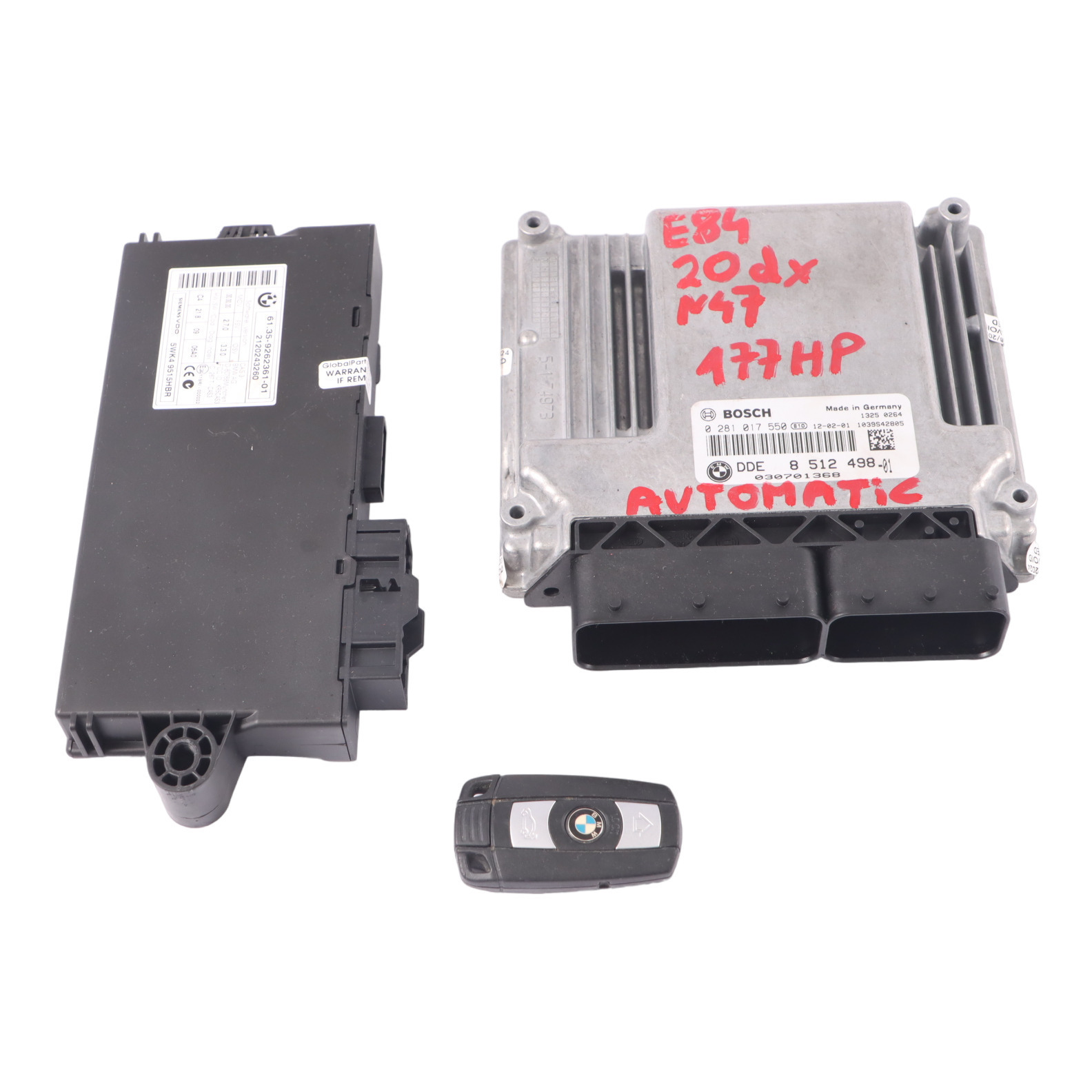 BMW X1 E84 2.0dX N47 177PS Motor ECU Kit DDE 8510591 CAS3 Schlüssel Automatik