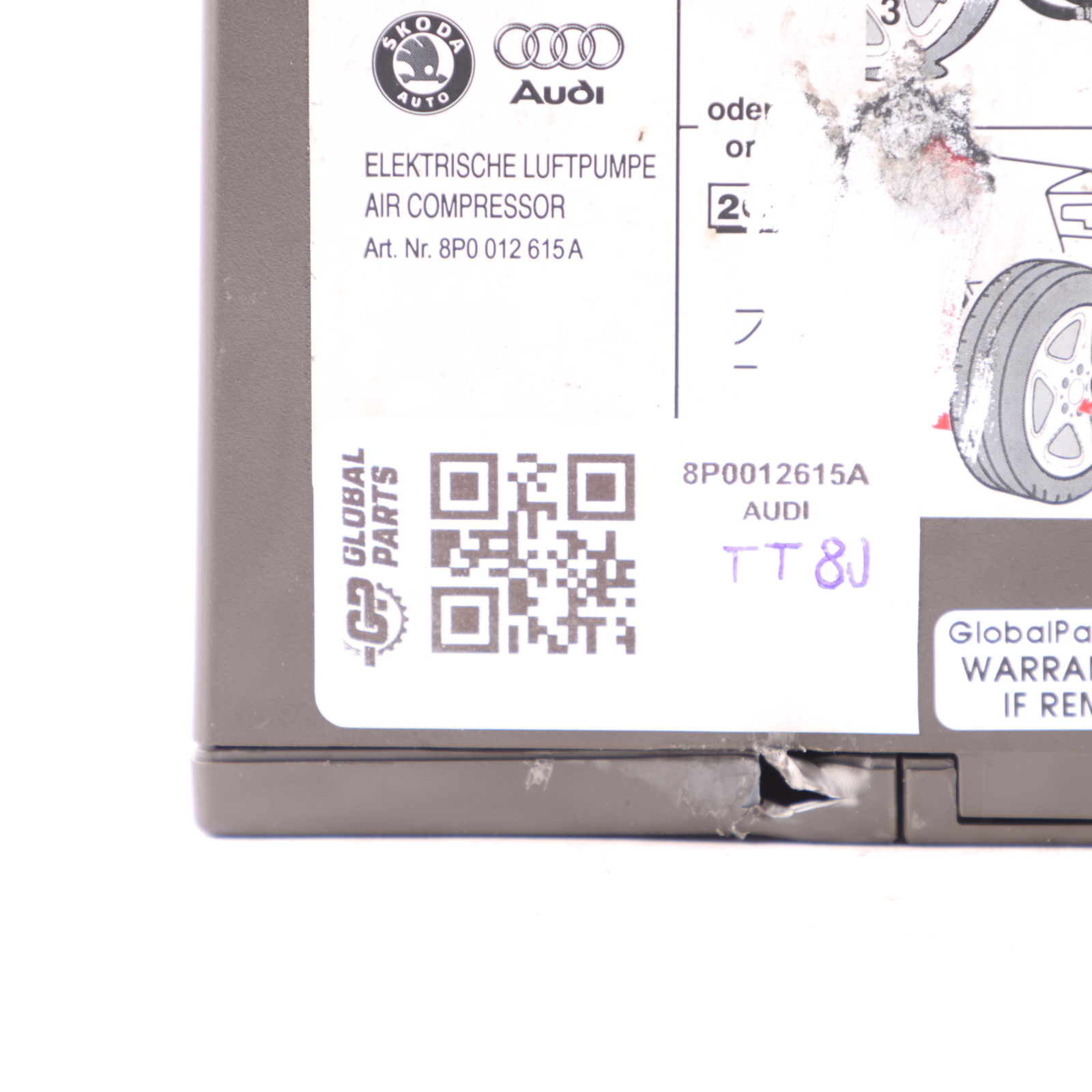 Audi TT 8J Reifen Notfallset Kompressor Kofferraum Lagerung 8P0012615A