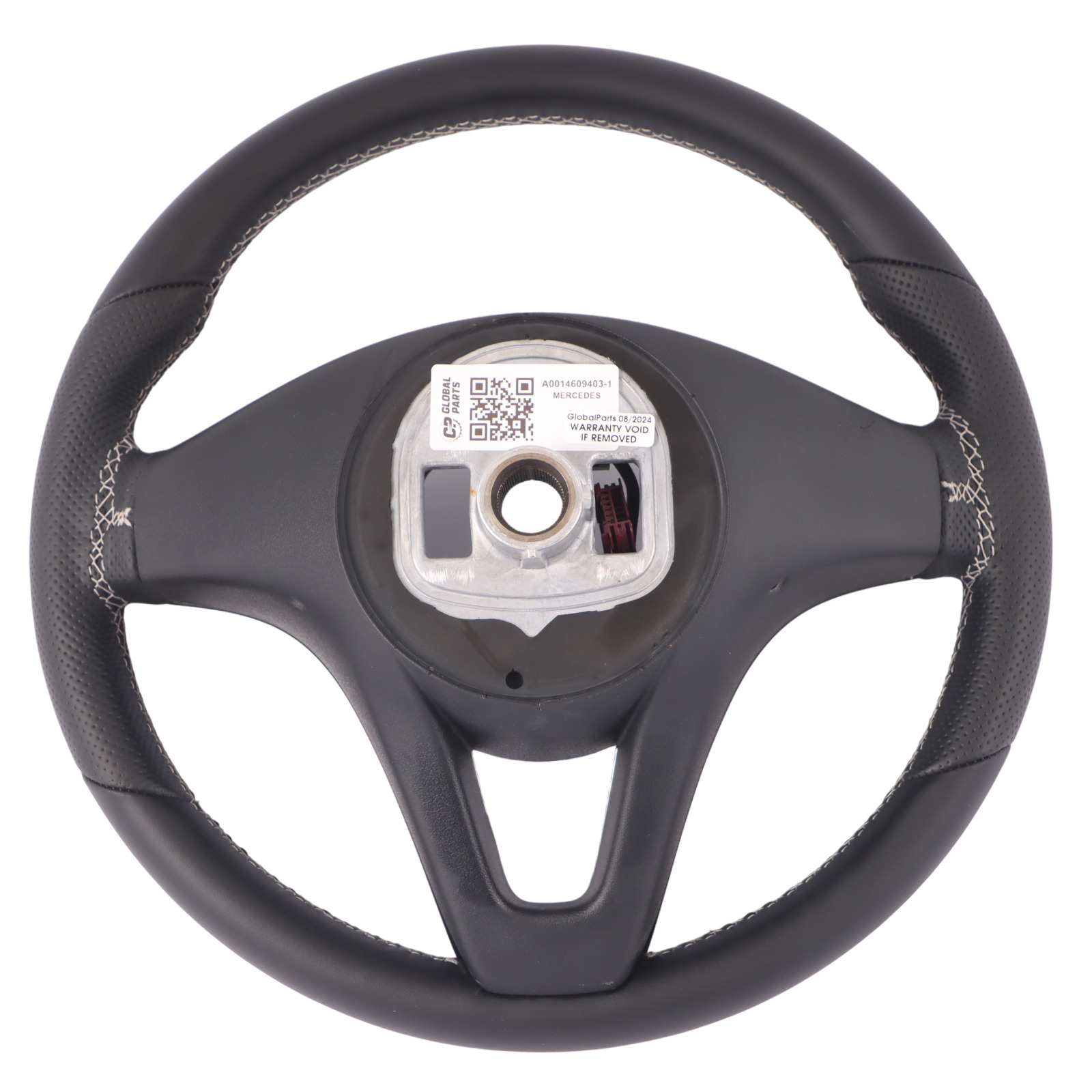 Steering Wheel Mercedes W176 W246 NEW Black Leather White Threads Multifunction