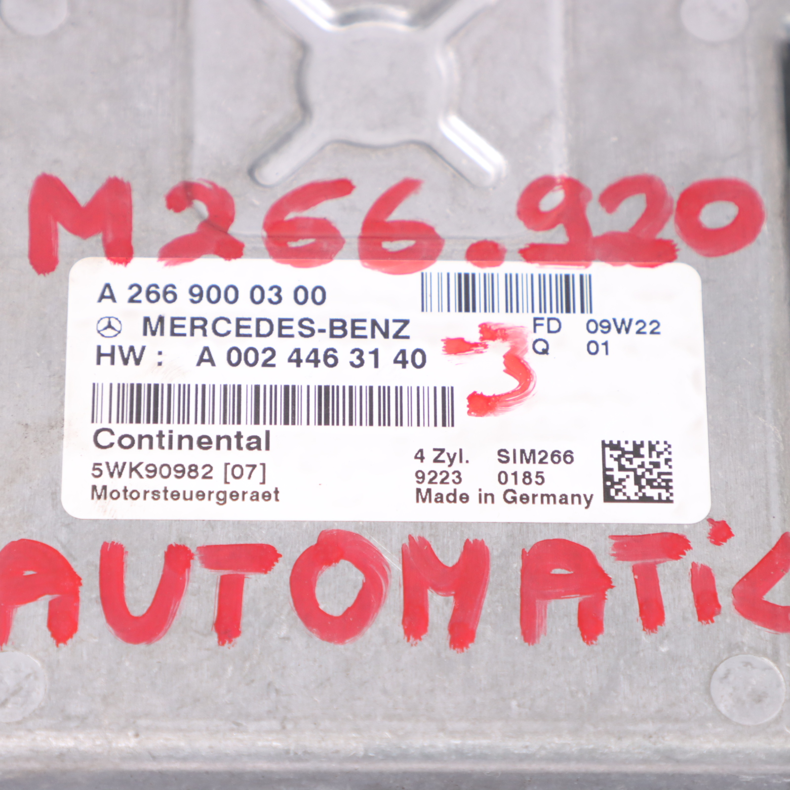 Mercedes A160 W169 M266.920 Motorsteuergerät ECU A0024463140 Automatik